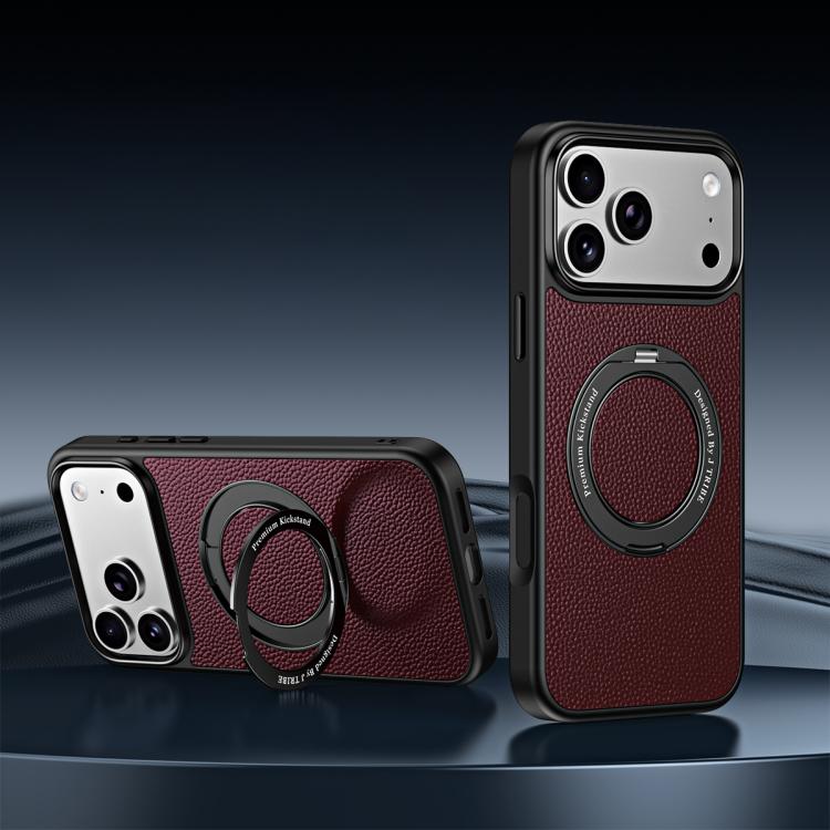 Custodia per telefono magnetica in ecopelle con supporto girevole a 360 gradi., For iPhone 17 Pro Max, For iPhone 17 Pro, For iPhone 16 Pro Max