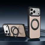 Custodia per telefono magnetica in ecopelle con supporto girevole a 360 gradi., For iPhone 17 Pro Max, For iPhone 17 Pro, For iPhone 16 Pro Max