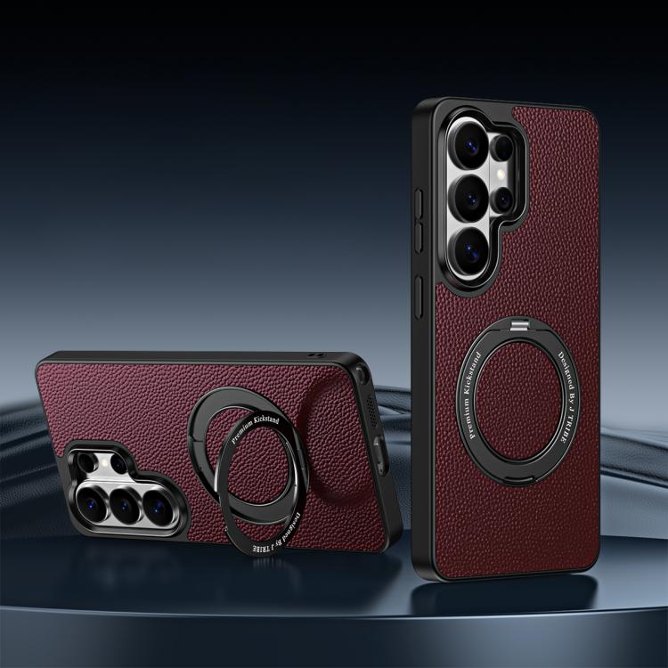 Custodia per telefono magnetica in ecopelle con supporto girevole a 360 gradi., For Galaxy S26 Ultra 5G, For Galaxy S25 Ultra 5G