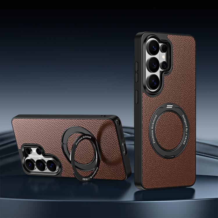 Custodia per telefono magnetica in ecopelle con supporto girevole a 360 gradi., For Galaxy S26 Ultra 5G, For Galaxy S25 Ultra 5G