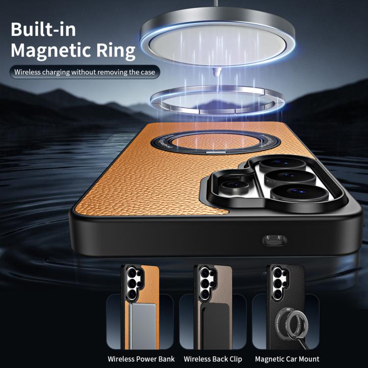 Custodia per telefono magnetica in ecopelle con supporto girevole a 360 gradi., For Galaxy S26 Ultra 5G, For Galaxy S25 Ultra 5G
