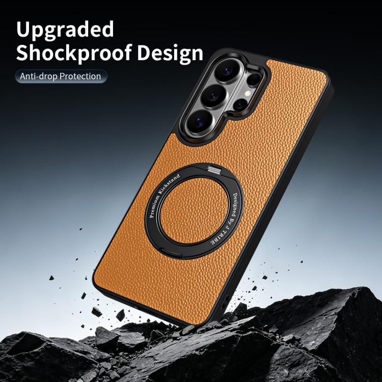 Custodia per telefono magnetica in ecopelle con supporto girevole a 360 gradi., For Galaxy S26 Ultra 5G, For Galaxy S25 Ultra 5G
