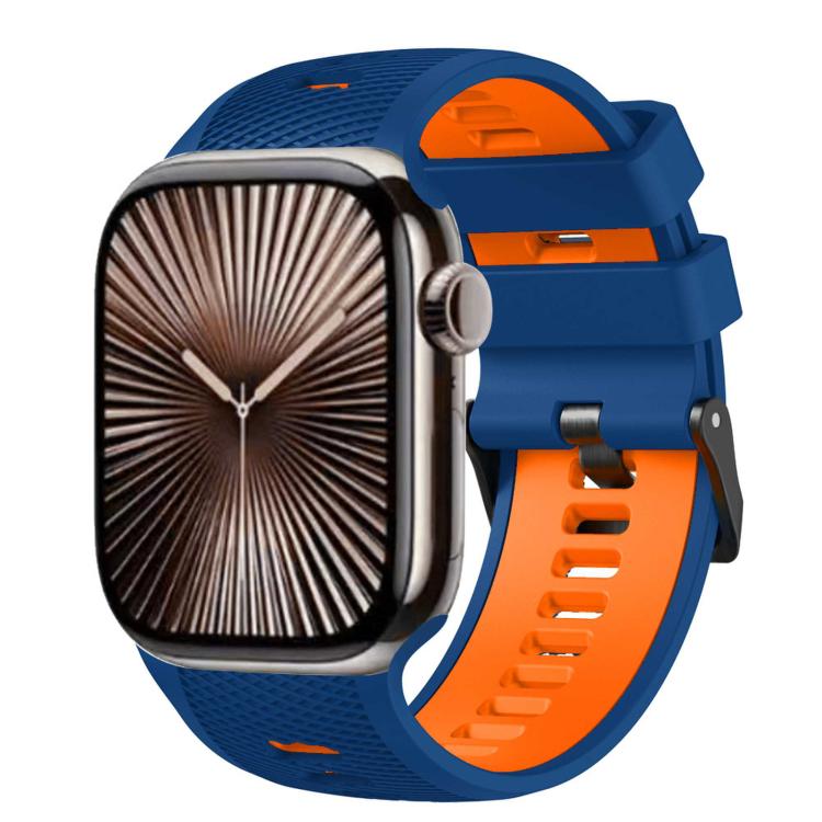 Cinturino per orologio in silicone bicolore con trama a rete., For Apple Watch 46mm / 49mm / 45mm / 44mm