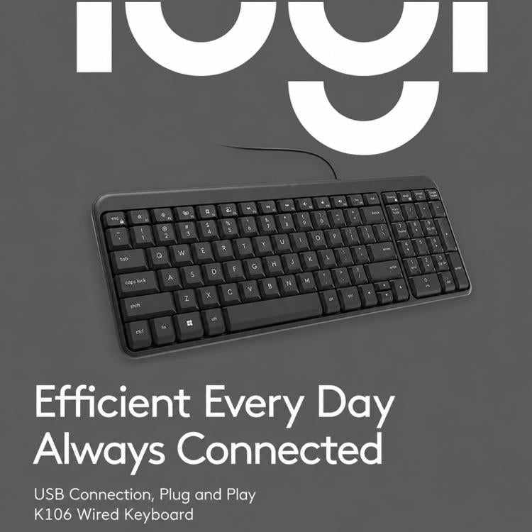 Tastiera cablata Logitech K106 USB impermeabile e resistente agli schizzi d'acqua.