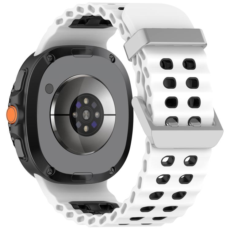 Cinturino per orologio in silicone Ocean Two Color con doppia fila di fori e fibbia argentata., For Galaxy Watch8 / Watch8 Classic