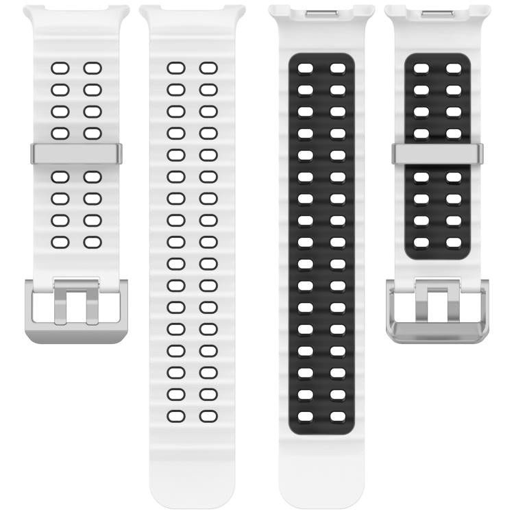 Cinturino per orologio in silicone Ocean Two Color con doppia fila di fori e fibbia argentata., For Galaxy Watch8 / Watch8 Classic