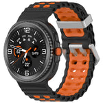 Cinturino per orologio in silicone Ocean Two Color con doppia fila di fori e fibbia argentata., For Galaxy Watch8 / Watch8 Classic