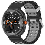Cinturino per orologio in silicone Ocean Two Color con doppia fila di fori e fibbia argentata., For Galaxy Watch8 / Watch8 Classic