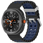 Cinturino per orologio in silicone Ocean Two Color con doppia fila di fori e fibbia argentata., For Galaxy Watch8 / Watch8 Classic