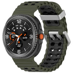 Cinturino per orologio in silicone Ocean Two Color con doppia fila di fori e fibbia argentata., For Galaxy Watch8 / Watch8 Classic