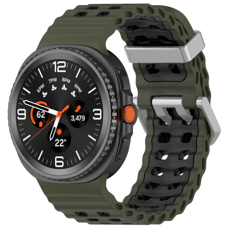 Cinturino per orologio in silicone Ocean Two Color con doppia fila di fori e fibbia argentata., For Galaxy Watch8 / Watch8 Classic