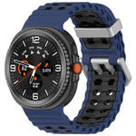 Cinturino per orologio in silicone Ocean Two Color con doppia fila di fori e fibbia argentata., For Galaxy Watch8 / Watch8 Classic
