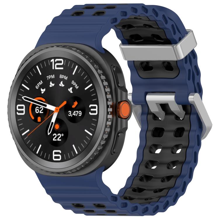 Cinturino per orologio in silicone Ocean Two Color con doppia fila di fori e fibbia argentata., For Galaxy Watch8 / Watch8 Classic