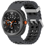 Cinturino per orologio in silicone Ocean Two Color con doppia fila di fori e fibbia argentata., For Galaxy Watch8 / Watch8 Classic