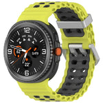 Cinturino per orologio in silicone Ocean Two Color con doppia fila di fori e fibbia argentata., For Galaxy Watch8 / Watch8 Classic