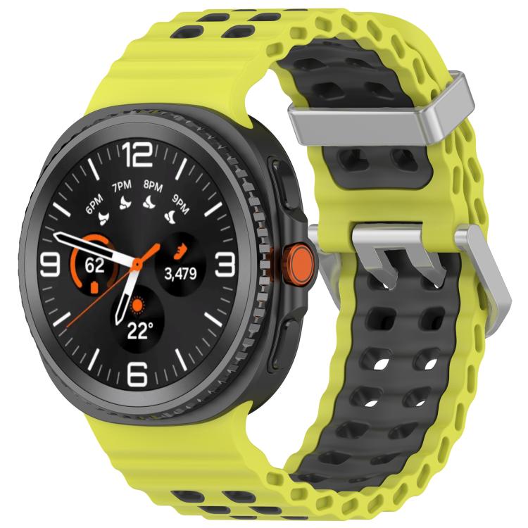 Cinturino per orologio in silicone Ocean Two Color con doppia fila di fori e fibbia argentata., For Galaxy Watch8 / Watch8 Classic