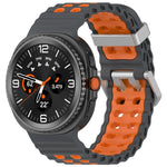 Cinturino per orologio in silicone Ocean Two Color con doppia fila di fori e fibbia argentata., For Galaxy Watch8 / Watch8 Classic