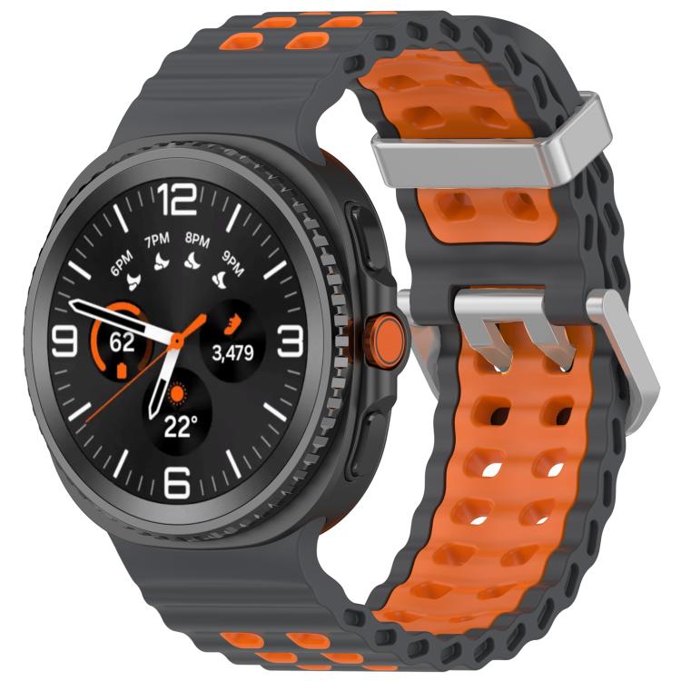 Cinturino per orologio in silicone Ocean Two Color con doppia fila di fori e fibbia argentata., For Galaxy Watch8 / Watch8 Classic
