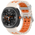 Cinturino per orologio in silicone Ocean Two Color con doppia fila di fori e fibbia argentata., For Galaxy Watch8 / Watch8 Classic
