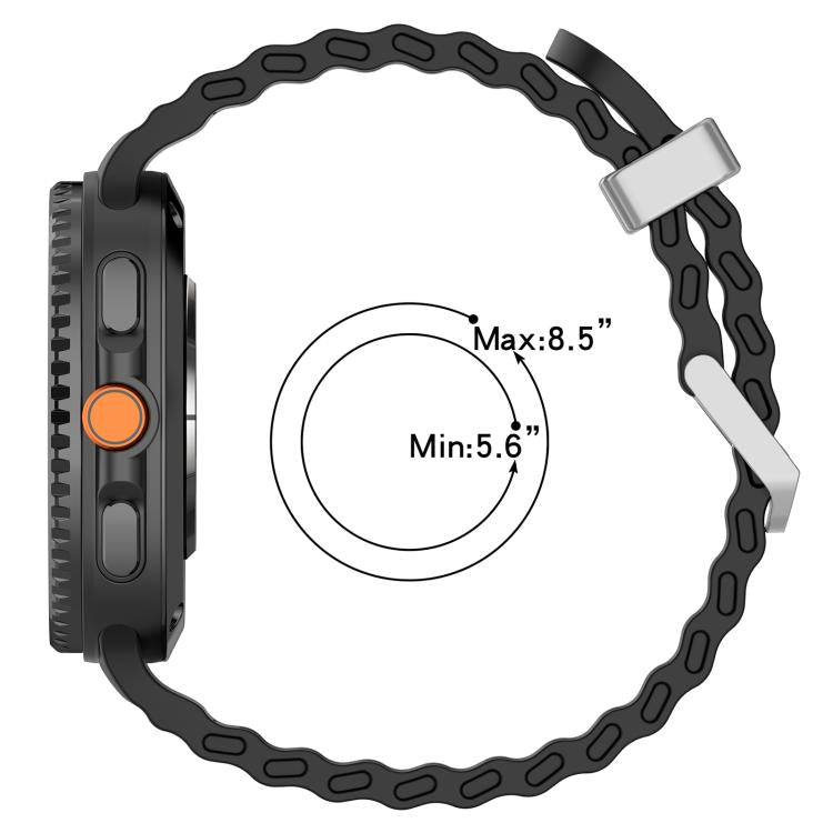 Cinturino per orologio in silicone Ocean Two Color con doppia fila di fori e fibbia argentata., For Galaxy Watch8 / Watch8 Classic