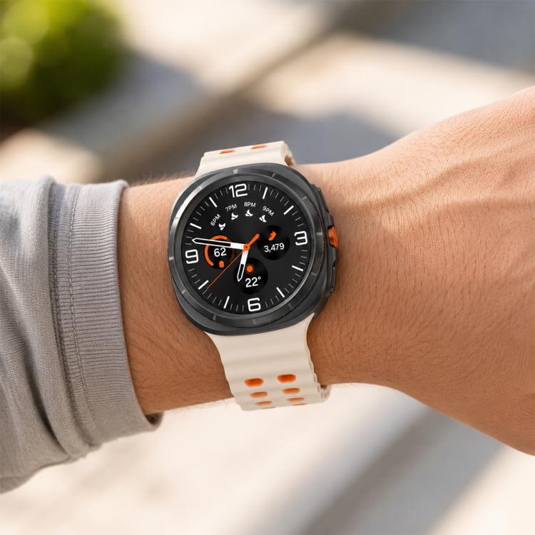 Cinturino per orologio in silicone Ocean Two Color con doppia fila di fori e fibbia argentata., For Galaxy Watch8 / Watch8 Classic