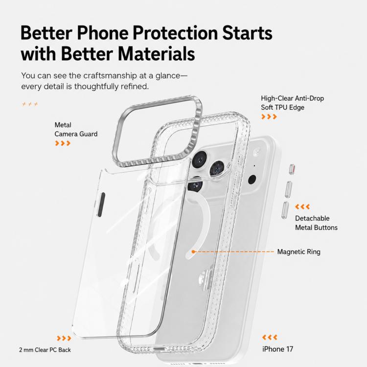 Custodia magnetica trasparente per telefono con motivo Kylin, For iPhone 17 Pro Max, For iPhone 17 Pro, For iPhone 17, For iPhone Air, For iPhone 16 Pro Max, For iPhone 16 Pro, For iPhone 16, For iPhone 15 Pro Max