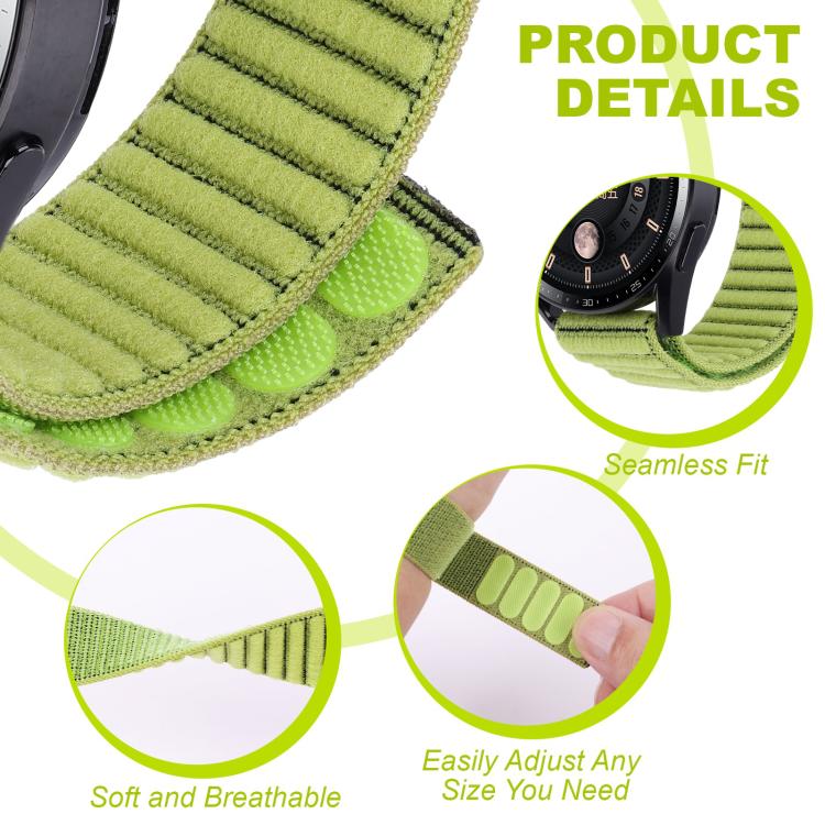Cinturino per orologio in nylon con trama ondulata e chiusura a strappo., For Garmin 22mm
