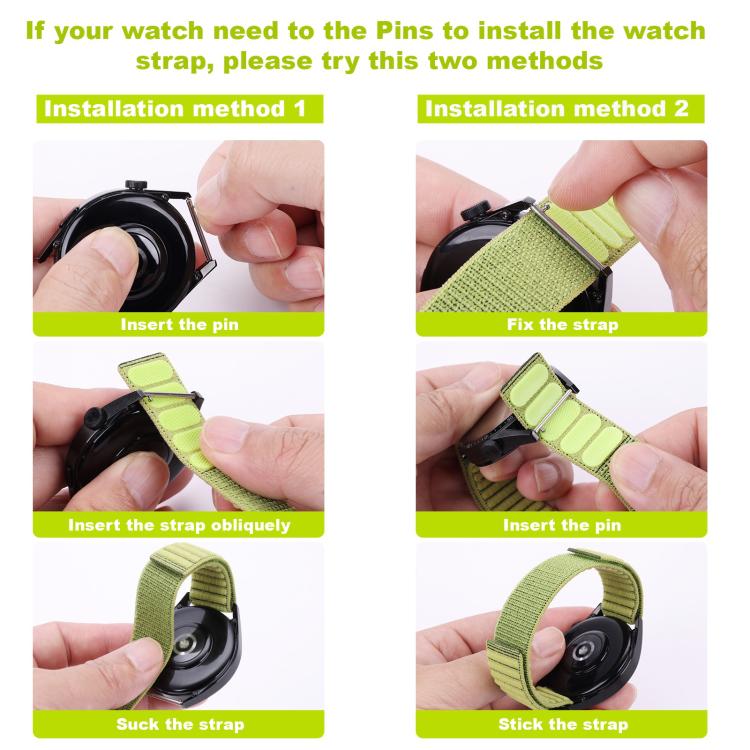 Cinturino per orologio in nylon con trama ondulata e chiusura a strappo., For Garmin 22mm