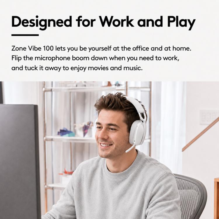 Cuffie da gioco wireless Logitech Zone Vibe 100 con microfono