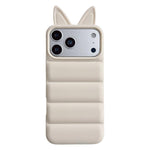 Custodia per telefono in TPU con motivo orecchie di volpe e piumino d'oca, For iPhone 17 Pro Max, For iPhone 17 Pro, For iPhone 17, For iPhone 16 Pro Max