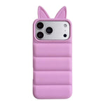 Custodia per telefono in TPU con motivo orecchie di volpe e piumino d'oca, For iPhone 17 Pro Max, For iPhone 17 Pro, For iPhone 17, For iPhone 16 Pro Max