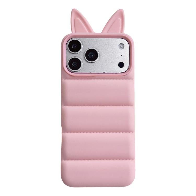 Custodia per telefono in TPU con motivo orecchie di volpe e piumino d'oca, For iPhone 17 Pro Max, For iPhone 17 Pro, For iPhone 17, For iPhone 16 Pro Max