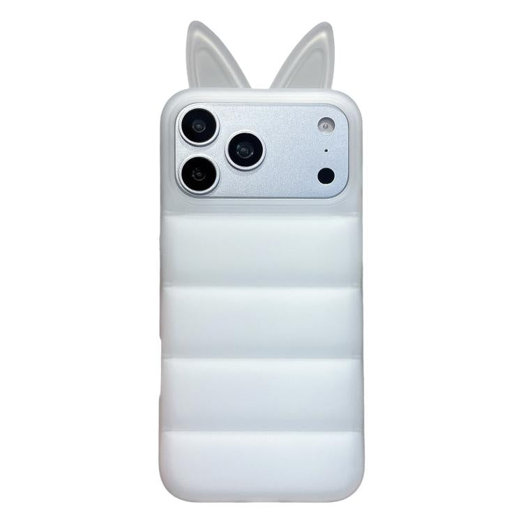 Custodia per telefono in TPU con motivo orecchie di volpe e piumino d'oca, For iPhone 17 Pro Max, For iPhone 17 Pro, For iPhone 17, For iPhone 16 Pro Max