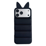 Custodia per telefono in TPU con motivo orecchie di volpe e piumino d'oca, For iPhone 17 Pro Max, For iPhone 17 Pro, For iPhone 17, For iPhone 16 Pro Max
