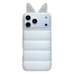 Custodia per telefono in TPU con motivo orecchie di volpe e piumino d'oca, For iPhone 17 Pro Max, For iPhone 17 Pro, For iPhone 17, For iPhone 16 Pro Max