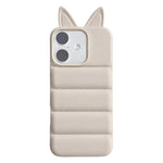 Custodia per telefono in TPU con motivo orecchie di volpe e piumino d'oca, For iPhone 17 Pro Max, For iPhone 17 Pro, For iPhone 17, For iPhone 16 Pro Max