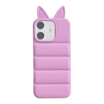 Custodia per telefono in TPU con motivo orecchie di volpe e piumino d'oca, For iPhone 17 Pro Max, For iPhone 17 Pro, For iPhone 17, For iPhone 16 Pro Max