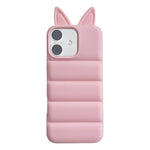 Custodia per telefono in TPU con motivo orecchie di volpe e piumino d'oca, For iPhone 17 Pro Max, For iPhone 17 Pro, For iPhone 17, For iPhone 16 Pro Max