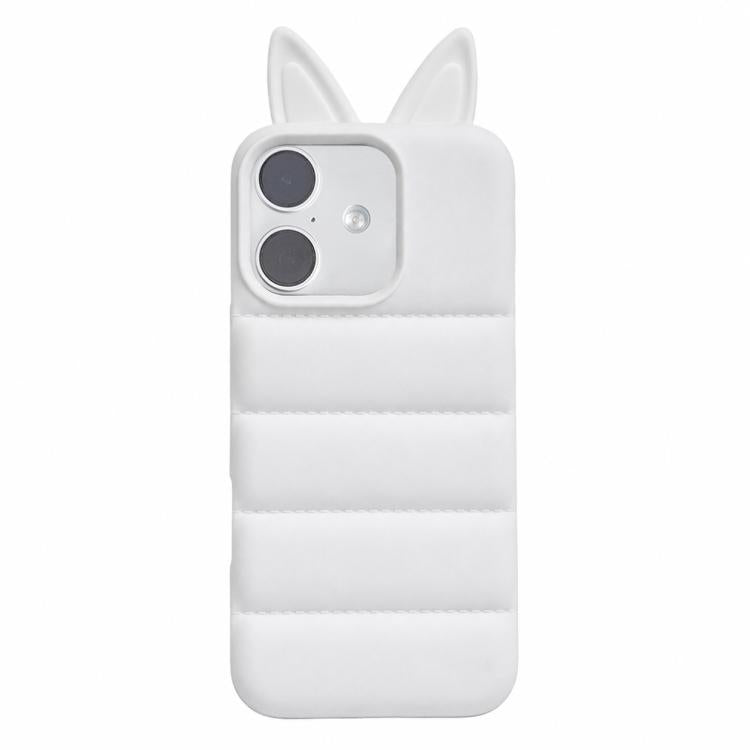 Custodia per telefono in TPU con motivo orecchie di volpe e piumino d'oca, For iPhone 17 Pro Max, For iPhone 17 Pro, For iPhone 17, For iPhone 16 Pro Max