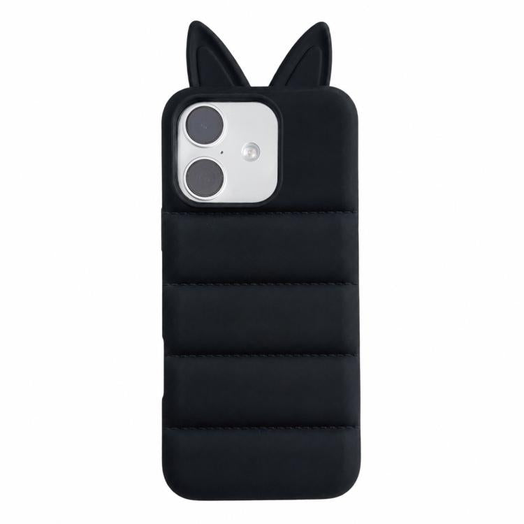 Custodia per telefono in TPU con motivo orecchie di volpe e piumino d'oca, For iPhone 16 Pro, For iPhone 16, For iPhone 15 Pro Max, For iPhone 15 Pro
