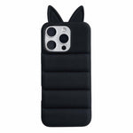 Custodia per telefono in TPU con motivo orecchie di volpe e piumino d'oca, For iPhone 16 Pro, For iPhone 16, For iPhone 15 Pro Max, For iPhone 15 Pro