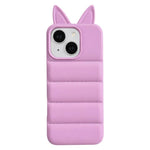 Custodia per telefono in TPU con motivo orecchie di volpe e piumino d'oca, For iPhone 15, For iPhone 14, For iPhone 14 Pro, For iPhone 14 Pro Max