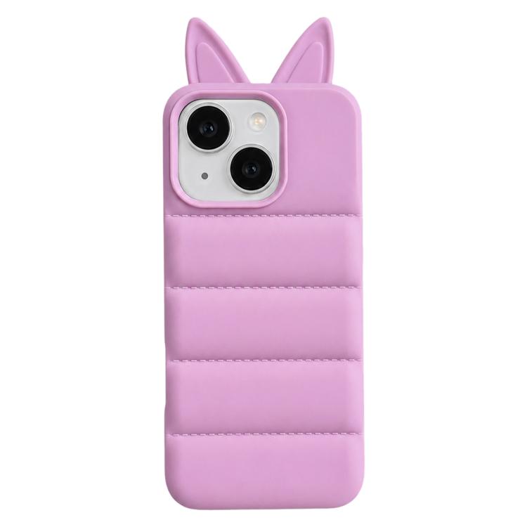 Custodia per telefono in TPU con motivo orecchie di volpe e piumino d'oca, For iPhone 15, For iPhone 14, For iPhone 14 Pro, For iPhone 14 Pro Max
