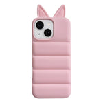 Custodia per telefono in TPU con motivo orecchie di volpe e piumino d'oca, For iPhone 15, For iPhone 14, For iPhone 14 Pro, For iPhone 14 Pro Max