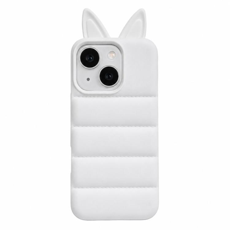 Custodia per telefono in TPU con motivo orecchie di volpe e piumino d'oca, For iPhone 15, For iPhone 14, For iPhone 14 Pro, For iPhone 14 Pro Max