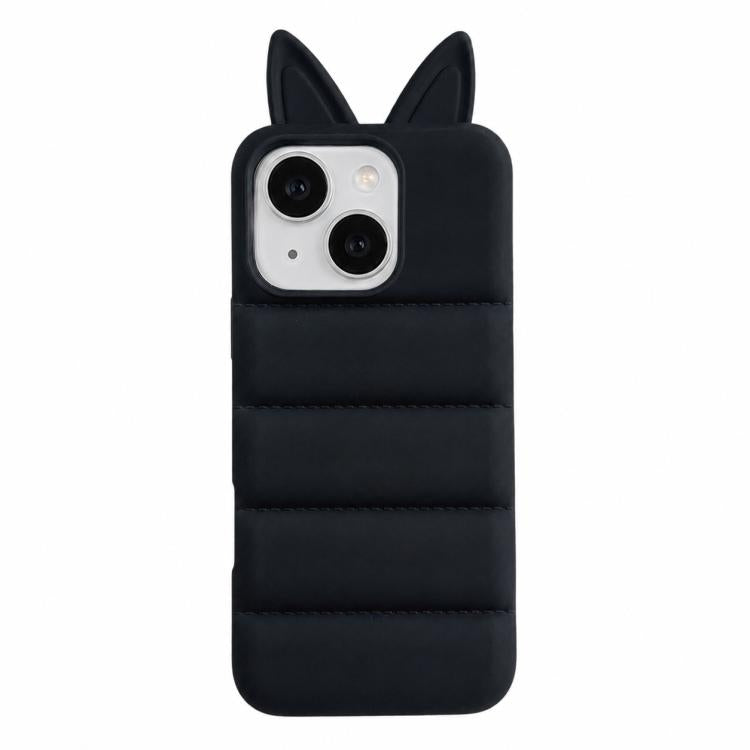 Custodia per telefono in TPU con motivo orecchie di volpe e piumino d'oca, For iPhone 15, For iPhone 14, For iPhone 14 Pro, For iPhone 14 Pro Max