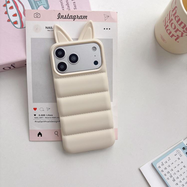 Custodia per telefono in TPU con motivo orecchie di volpe e piumino d'oca, For iPhone 13 Pro Max, For iPhone 12 Pro Max