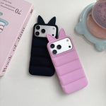 Custodia per telefono in TPU con motivo orecchie di volpe e piumino d'oca, For iPhone 15, For iPhone 14, For iPhone 14 Pro, For iPhone 14 Pro Max