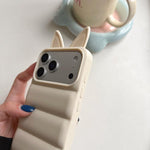 Custodia per telefono in TPU con motivo orecchie di volpe e piumino d'oca, For iPhone 17 Pro Max, For iPhone 17 Pro, For iPhone 17, For iPhone 16 Pro Max