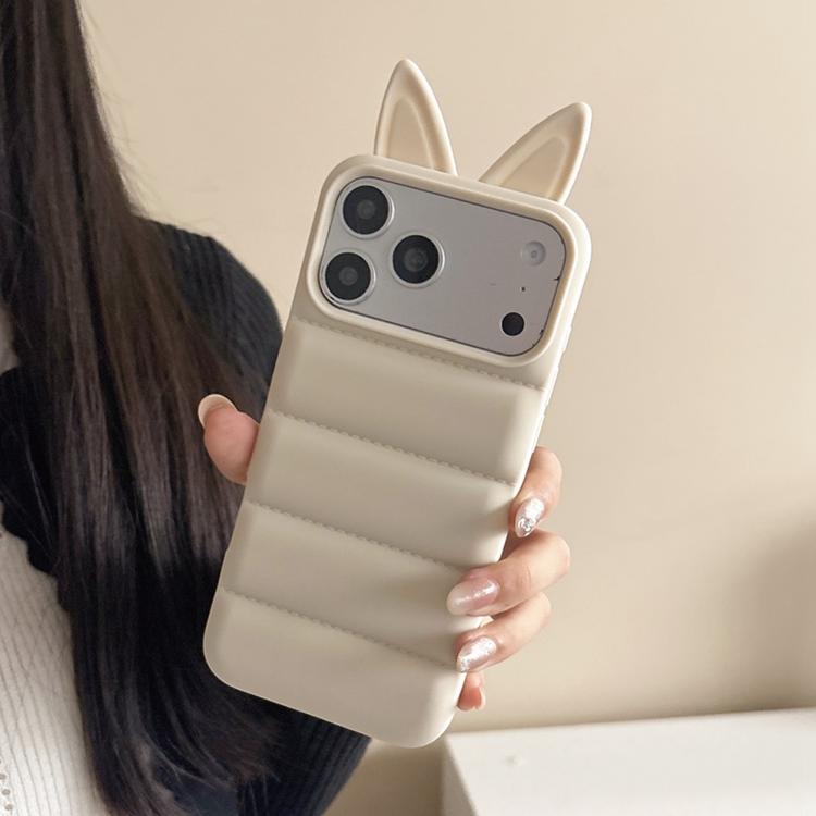 Custodia per telefono in TPU con motivo orecchie di volpe e piumino d'oca, For iPhone 15, For iPhone 14, For iPhone 14 Pro, For iPhone 14 Pro Max